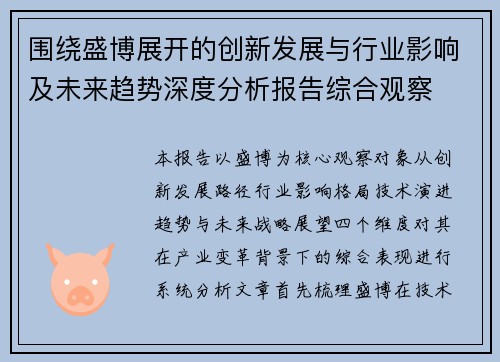 围绕盛博展开的创新发展与行业影响及未来趋势深度分析报告综合观察
